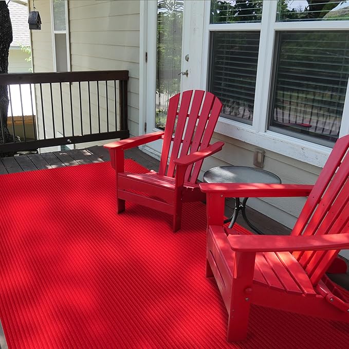 Ottomanson 3'11" x 53' Hallway Runner with Scraper Pile - Extra Durable Non-Slip Rug Mat for Indoor & Outdoor Use - Ideal for Kitchen, Entryway & Garage - High-Traffic Carpet, Red