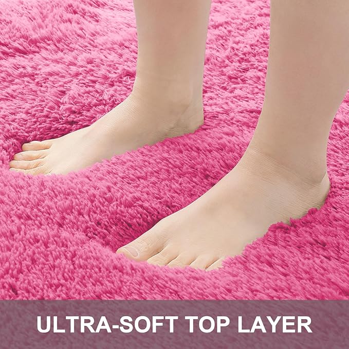 OLANLY 5x8 Machine Washable Large Area Rugs for Living Room, Bedroom, Soft Fluffy Shaggy Bedside Rug, Indoor Floor Carpet for Kids Girls and Boys, Dorms, Nursery, Home Decor Aesthetic, Hot Pink