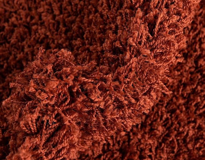 Unique Loom Solid Shag Collection Area Rug (5' 1" x 8' Oval, Terracotta)