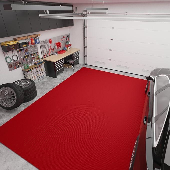 Ottomanson 6'6" x 24' Hallway Runner with Scraper Pile Extra Durable Non-Slip Rug Mat for Indoor & Outdoor Use - Ideal for Kitchen, Entryway, Patio & Garage - High-Traffic Carpet, Red