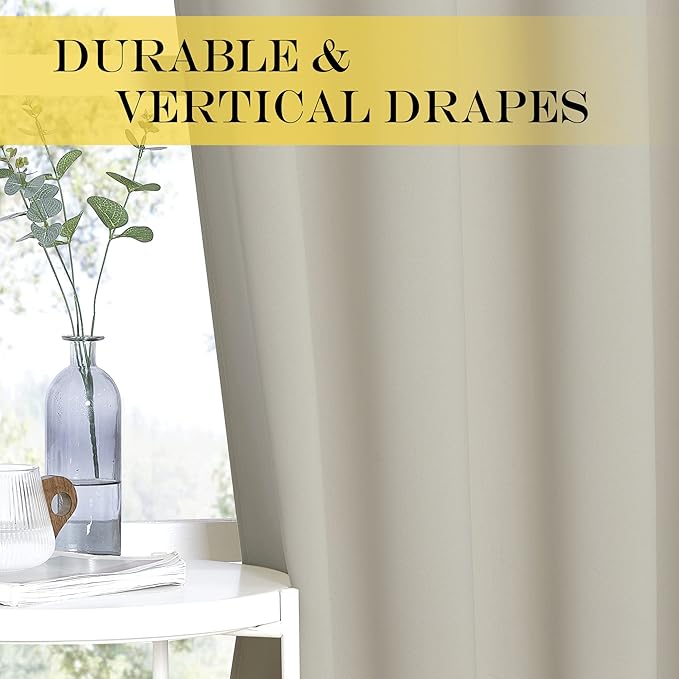 NICETOWN Extra Wide Blackout Sliding Door Curtains 108 inch Length - Grommet Insulated Curtain Light & Sound Blocking Drape for French Door/Patio Door (Natural, W100 x L108, 1 Panel)
