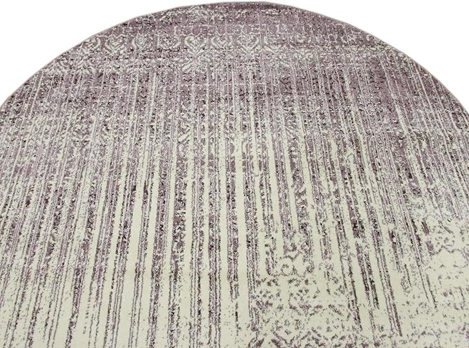 Unique Loom Del Mar Collection Area Rug - Jennifer (6' 1" Round, Purple/ Ivory)