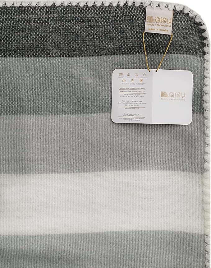 Qisu Ecuadorian Wool Blanket . Queen, Beautiful, Warm Throws | Hand-Woven Craftsmanship | Soft, Hypoallergenic and Breathable | Non-Itchy or Scratchy