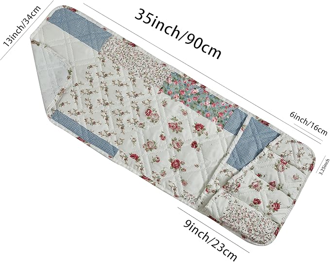 Brilliant Sunshine Pink Rose Patchwork Couch Armrest 5 Pockets Organizer, Slip Resistant Recliner Armchair Caddy, Washable Remote Controls Holder, Storage for Magazine, Tablet, Phone, iPad, Pink Blue