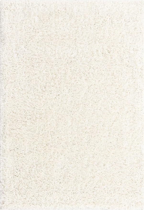 Unique Loom Solid Shag Collection Area Rug (4' 1" x 6' 1" Rectangle, Snow White)