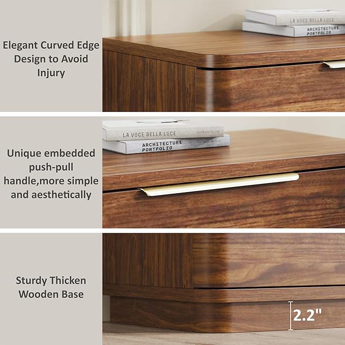 5 Drawer Dresser for Bedroom, 45" Tall Modern Chest of Drawers with Metal Handle, Curved Profile Design, Wooden Closet with Large Drawers Dressers Organizer for Entryway Hallway