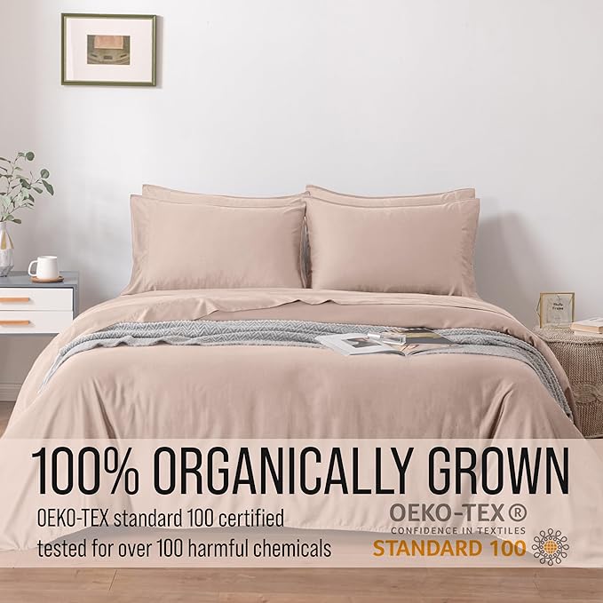 Bella Coterie 6 Piece Luxury Bamboo Viscose Queen Size Sheet Set | 100% Organically Grown | Cooling for Hot Sleepers | 18" Deep Pocket | Soft & Hypoallergenic | 4 Pillowcases [Dusty Rose]
