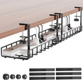 Under Desk Cable Management Tray 2 Pack, Xpatee Wire Management No Screws, Cable Tray with Clamp for Wire Management, Computer Code Rack for Office, Home - No Damage to Desk Black