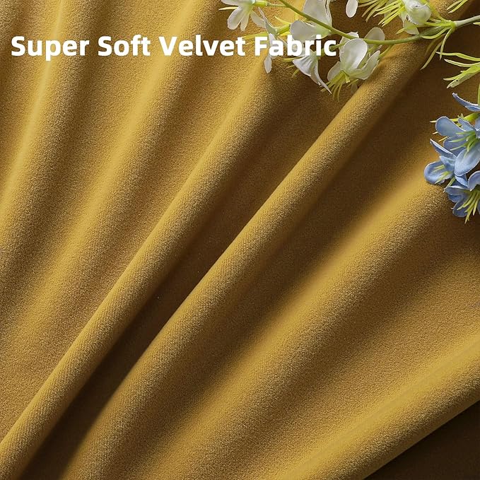 Joydeco Brown Velvet Curtains 108 inch Length 2 Panels, Luxury Blackout Rod Pocket Thermal Insulated Window Curtains, Super Soft Room Darkening Drapes for Living Dining Room Bedroom,W52 x L108 inches
