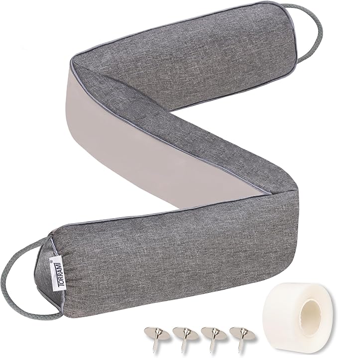 TORRAMI 32" Door Draft Stopper for Bottom of Doors, Seal Blocks Hot Air, Noise, Bugs, Keeps Cold AC in, Draft Stoppers Sound Proofing Easy Install Gap Filler
