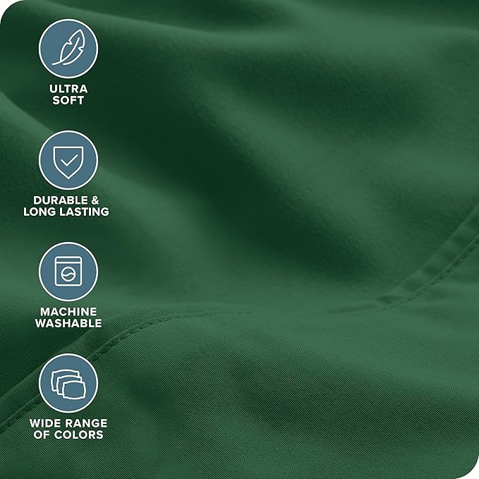 Bare Home Hotel Luxury Queen Sheet Set, Extra Soft - 6 Piece Set - Deep Pockets - Easy Fit - Cooling & Breathable - Wrinkle, Fade, Stain Resistant - Includes 4 Pillowcases (Queen, Forest Green)