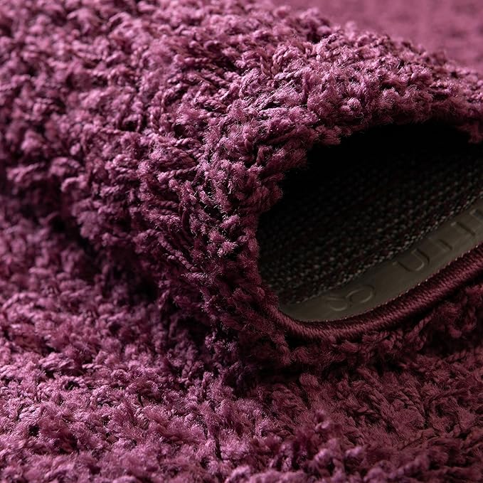 Unique Loom Solid Shag Collection Area Rug (2' 2" x 6' 7" Runner Eggplant Purple)
