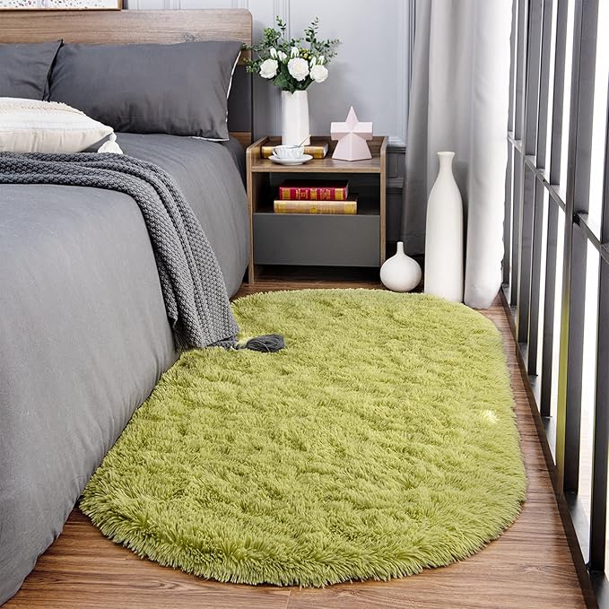 Noahas Ultra Soft Fluffy Bedroom Rugs Kids Room Carpet Modern Shaggy Area Rugs Home Decor 2.6' X 5.3', Green