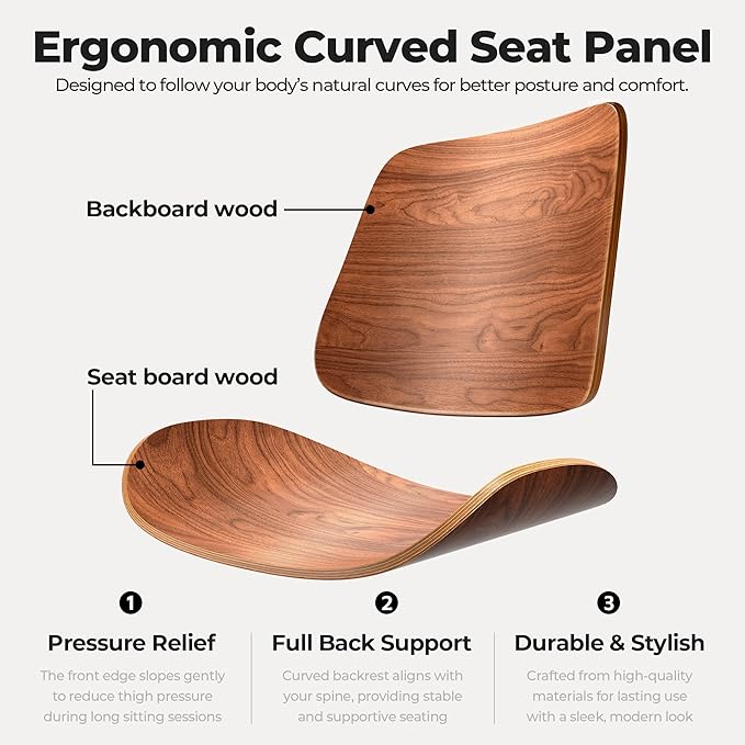 Home Office Desk Chair with Wheels, Armless Adjustable Height PU Leather Office Chair, Mid Back Ergonomic Computer Chair, Walnut Curved Seat Design No-Arm Chair (All-Green)