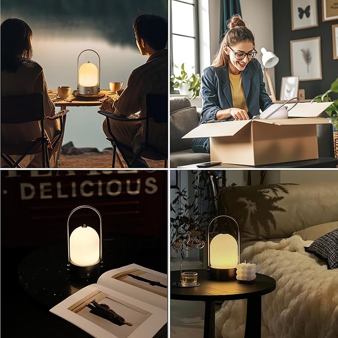 Aisilan Modern Milk Glass Table Lamp with Touch Control, Motion Sensor Table Lamp Dimmable LED Bedside Nightstand Lights, Rechargeable Desk Lamp for Bedroom Living Room Gift, Brushed Nickel, 3W CCT