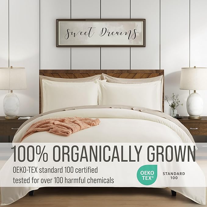 Bella Coterie Luxury Bamboo Viscose Queen Size Duvet Cover Set | 100% Organically Grown | Corner Ties | Ultra Soft | Cooling | Two Pillow Shams | 90 x 94 | No Insert [Ivory]