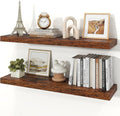 Floating Shelves for Wall, 9.3" Deep Wall Mounted Wood Shelves for Bathroom, Bedroom, Living Room, Kitchen, Hanging Shelf for Books/Storage/Room Decor (Brown, 36")