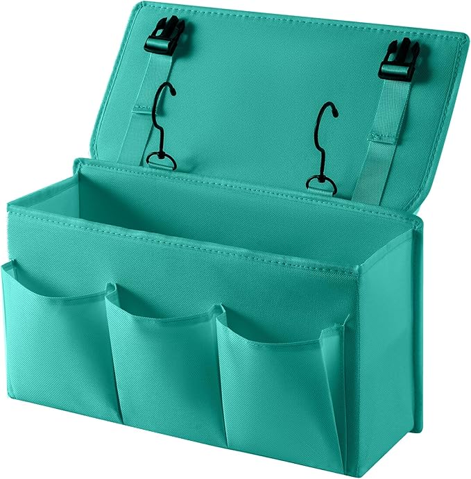 LASAMOLL Bedside Caddy Bedside Storage Organizer,Bed Caddy With Thickened Material Suitable for Homes, Dormitories, Hospitals, Cribs, RVs，Great for Magazines,Books,Remote, Phone (Green)