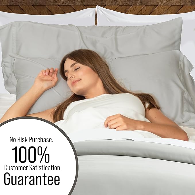 Bella Coterie Luxury Bamboo Viscose King Size Duvet Cover Set | 100% Organically Grown | Corner Ties | Ultra Soft | Cooling | Two Pillow Shams | 106 x 94 | No Insert [Grey Mist]