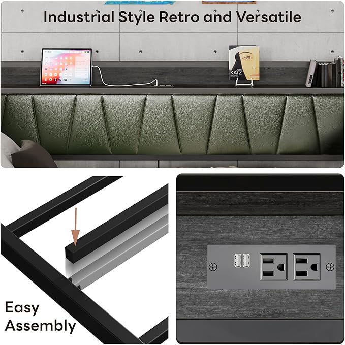 LIKIMIO Daybed with Trundle Bed, Twin Bed Frame with Storage Headboard and Charging Station, Sofa Day Bed with Strong Supports for Living Room, Bedroom, and Guest Room, Dark Green