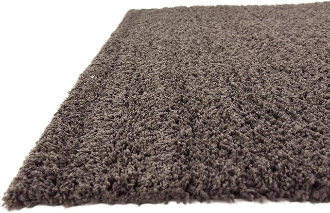 Unique Loom Solid Shag Collection Area Rug (8' Square, Graphite Gray)