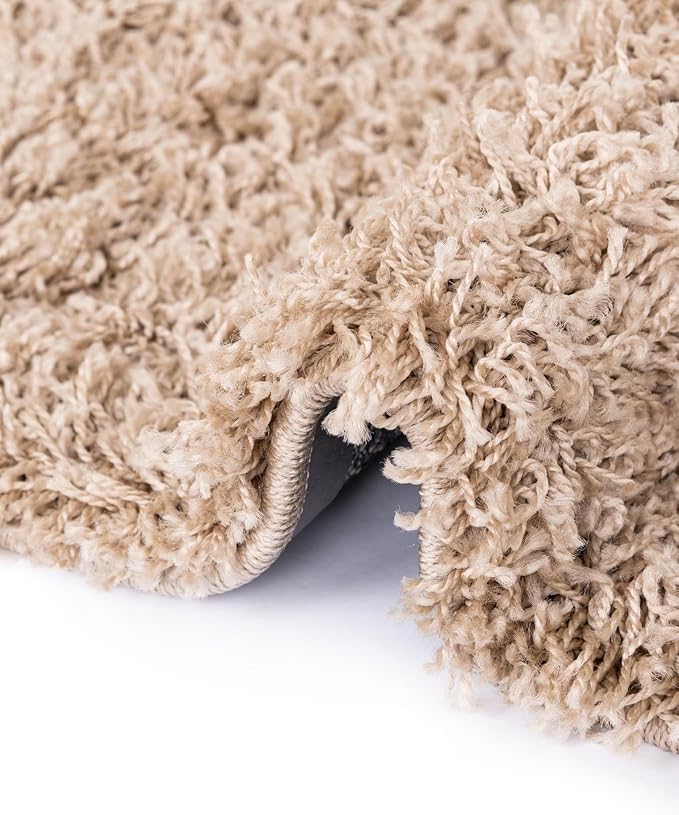 Unique Loom Solid Shag Collection Area Rug (5' 3" x 8' Rectangle, Taupe)