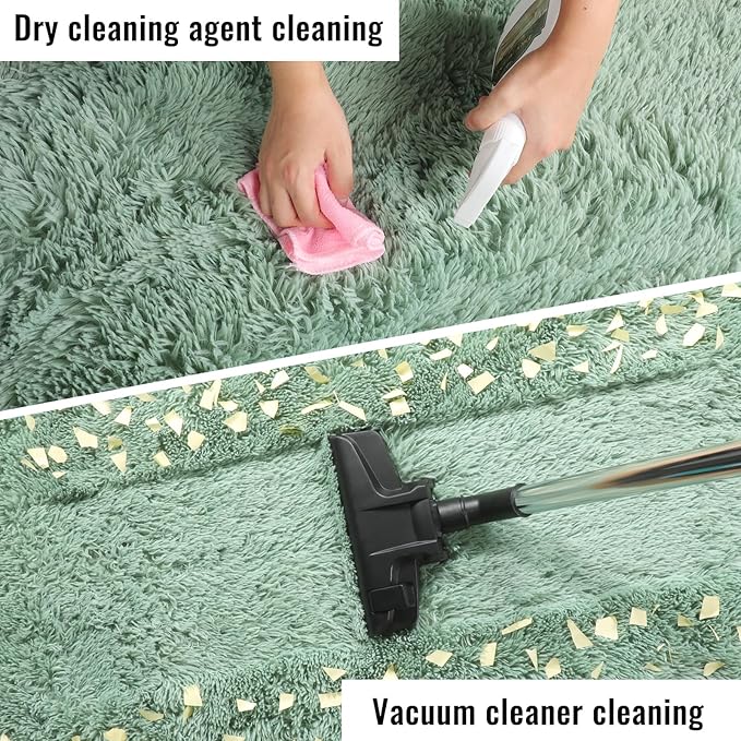 PAGISOFE Machine Washable Sage Green Rugs for Bedroom, 3x5 Ft Shaggy Rug Plush Fuzzy Carpet for Living Room, Fluffy Green Rugs Home Decor Aesthetic,Non-Slip Rug for Nursery Room Decor Girls Boy