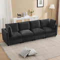 116'' 4-Seater Modular Sectional Cloud Sofa, Straight-Line Couches for Living Room, Modern Upholstered Deep Seat Sofa, Chenille Dark Grey