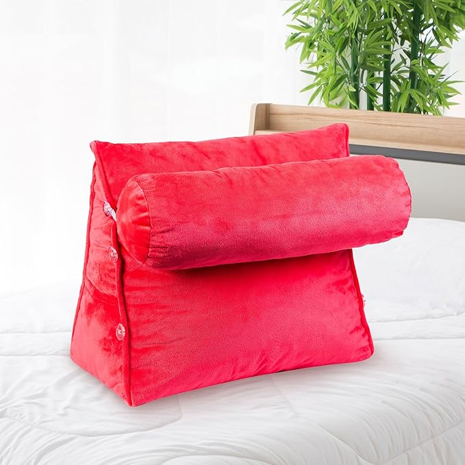 Cheer Collection Reading Wedge Pillow - Adjustable Wedge Reading Pillow with Neck Support, Hollow Fiber-Filled Backrest Pillow for Reading, Gaming, and TV Watching, Hot Pink