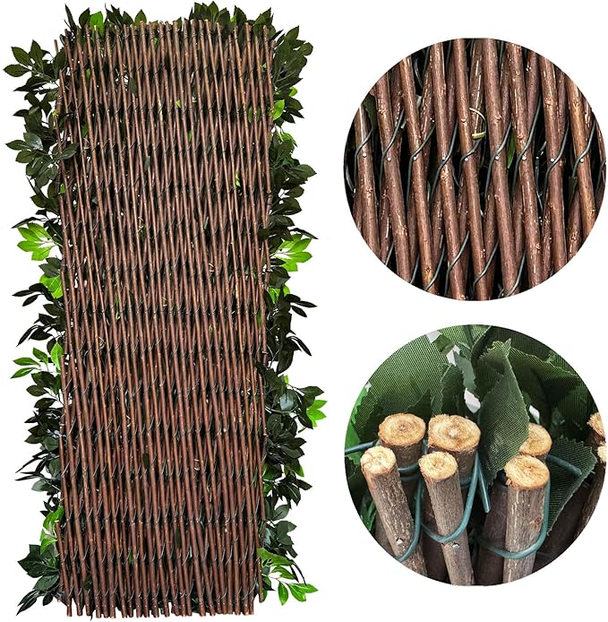 Sumery Expandable Fence Privacy Screen for Balcony Patio Outdoor,Decorative Faux Ivy Fencing Panel,Artificial Hedges (Single Sided Leaves) (1, Branches -Purple Fowers)