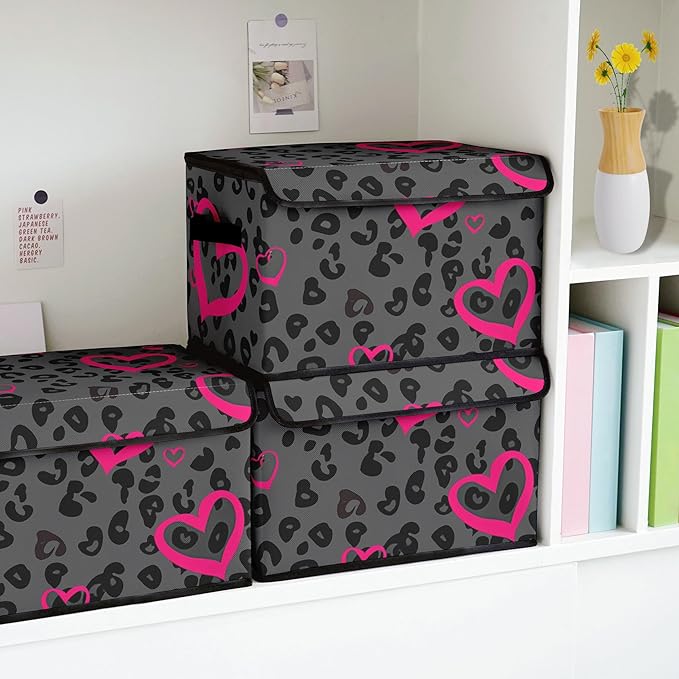 Stackable Storage Bins with Lids,Closet Organizers Fabric Box for Home and Office,Blanket Clothes Organizers,Under Bed Storage Containers 3 Pack.