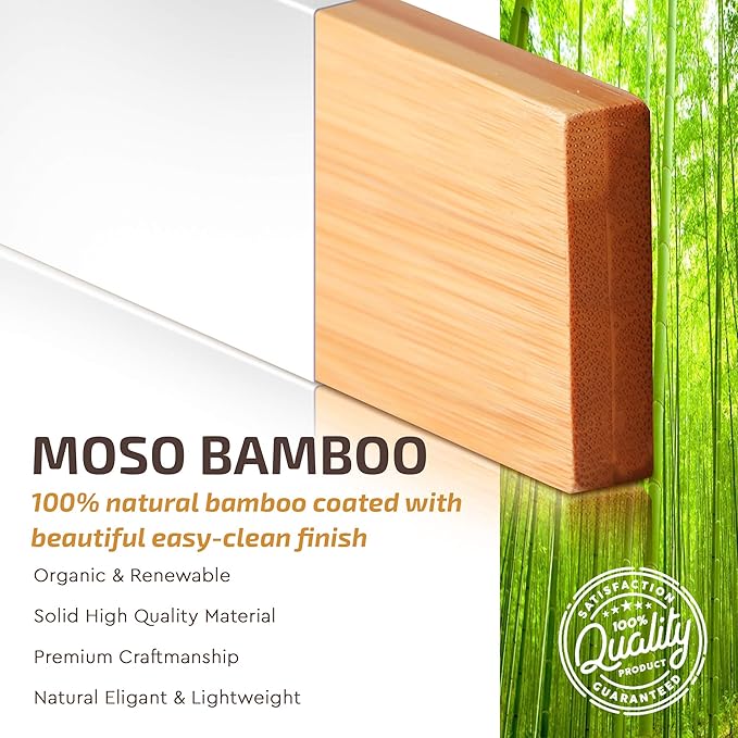 Bambüsi 4 Pack Drawer Dividers - 2.6" High, 16-22" Adjustable Bamboo Drawer Organizers for Clothes, Expandable Dresser Separators in Bedroom/Bathroom/Kitchen/Office Organization and Storage (White)