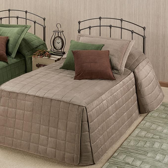 Touch of Class Camden Luxury Bedding | Neutral Sand Color | Classic Fitted Bedspread | Faux Suede Box Quilted Design | Designed 2 Piece Set Includes Twin Bedspread and 1 Standard Sham