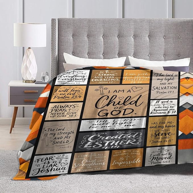 Christian Gift for Women, Bible Inspirational Throw Blanket for Couch, Soft Flannel Blanket, 60"x 80" Prayers Blankets for Bedroom Sofa Living Christmas Halloween Decoration
