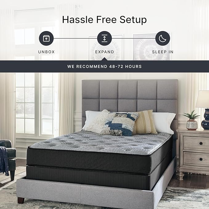 Signature Design by Ashley Full Size Comfort Plus 10 Inch Hybrid Mattress with Lumbar Support Gel Memory Foam, Fiberglass Free, Mattress In A Box