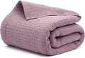 100% Cotton Salt Earth Throw Blanket, King, 106"X92" Waffle Throws For Home, Bedrooms, Outdoor Couch & Office Couch, Modern & Cozy Room Decor Blankets, Lightweight All Season Western Blanket(Lavender)