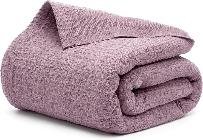 100% Cotton Salt Earth Throw Blanket, King, 106"X92" Waffle Throws For Home, Bedrooms, Outdoor Couch & Office Couch, Modern & Cozy Room Decor Blankets, Lightweight All Season Western Blanket(Lavender)