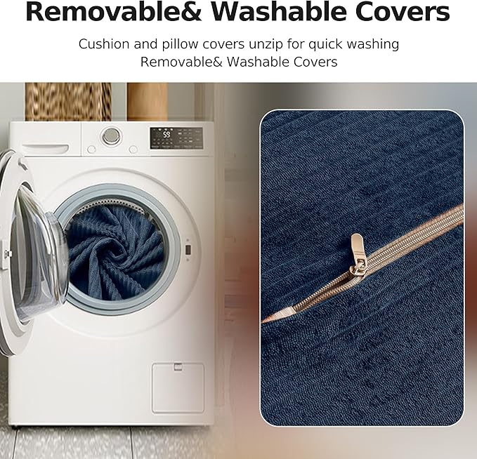 78.8" Convertible Futon Sofa Bed,Corduroy Futon Couch with Storage Pocket,Folding Pull Out Sofa,No Assembly Boneless Couch for Living Room,Navy