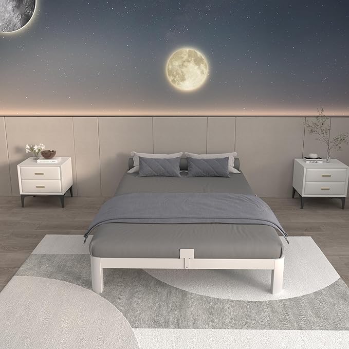 ITIMIDI 6 Inch Twin White Bed Frames, Platform Bed Frame with Metal Gaskets, Heavy Duty Steel Support 3000 LBS, No Box Spring Needed, Anti-Slip Mattress Stopper, Easy Assembly