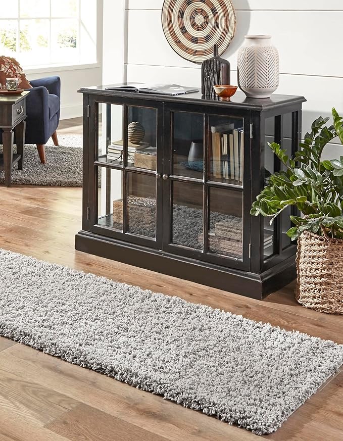 Unique Loom Solid Shag Collection Area Rug (2' x 6' 5" Runner, Cloud Gray)