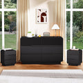 6 Drawer Dresser and 2 Nightstand Sets for Bedroom 3 Pcs Bedroom Set, Modern 47.2" Fluted Dresser with Invisible Handles Nightstand Charging Station, Bedroom Furniture Set for Living Room, Black