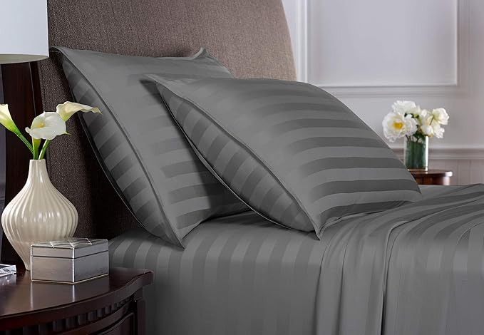 Pure Bamboo Full Sheets, Genuine 100% Organic Viscose Derived from Bamboo Bed Sheet Set, Luxuriously Soft & Cooling, Double Stitching, 2 Year Quality Promise (Full, Jacquard Stone)