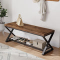 LVB Rustic Entryway Bench, 47” Shoe Bench with Storage for Entry Way, Industrial Shoe Rack Bench with Seating for Foyer Entrance, Farmhouse Wood Bench for Hallway Living Room Bedroom, Rustic Brown