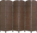 Room Divider 6 Panel Folding Privacy Divider 6 Ft Indoor Wall Divider Portable Partition Wood Screen, Brown