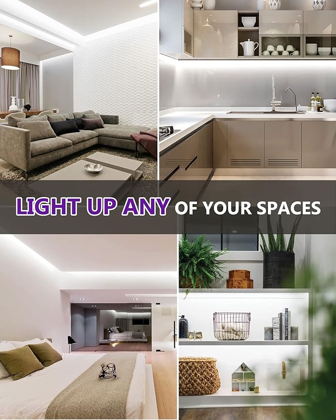 HitLights COB LED Strip Lights Cool White 5000K, 16.4ft Premium High Density 24V Tape Light, 2560 LEDs, 350+ LM/FT, CRI 90+, IP30, Lighting for Kitchen, Cabinets, UL Listed (Power Source Not Included)