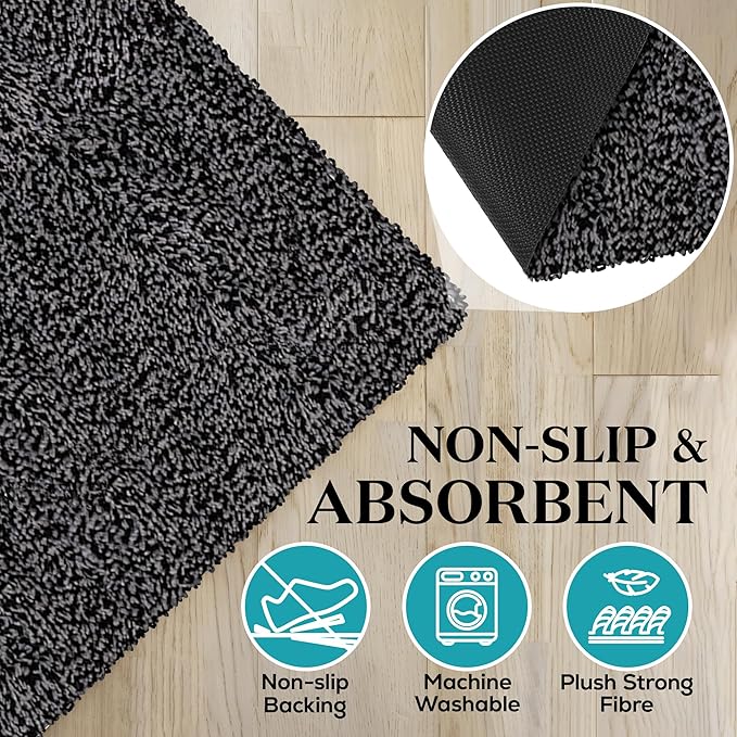 Premium Microfiber Indoor Door Mat – 36"x60" Washable Entry Mat, Non-Slip, Waterproof Backing, Super Absorbent, Low Profile Entryway Doormat for Indoor Entrance