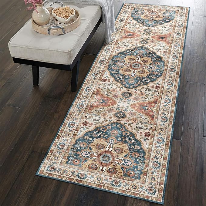 vivorug Runner Rug 2'x7' Vintage Washable Non-Slip Runners for Hallways Kitchen Entryway Laundry Room Carpet Hallway Runner Beige