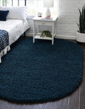 Unique Loom Solid Shag Collection Area Rug (8' x 10' Oval, Sapphire Blue/ Navy Blue)