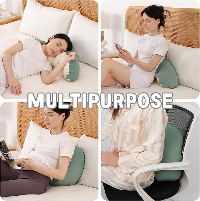 Peallow(Pat. Pend) – Long Round Body Pillow for Adults, Bolster Pillow for Sleeping, Soft and Supportive Pillow for Sleeping & Lumbar Support (Green-White, 29.5")