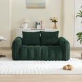 66'' Boneless Corduroy Loveseat Sofa, 2 Seater Tufted Deep Seat Couch with Rounded Armrest, Upholstered Cloud Couch for Living Room, Bedroom, No Assembly, Green